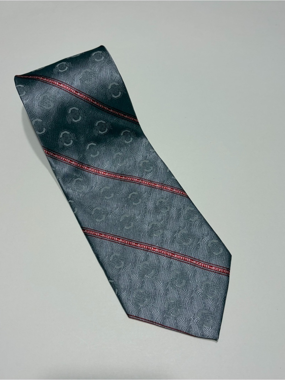 Ohio State Buckeyes Silk Tie Gray & Red